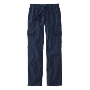 LL Bean Vista Camp Straight Leg Cargo Pants Petite Large Nylon Hiking Navy Blue